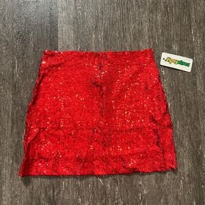 Tipsy Elves Red Sequin Skirt Sparkly Party Festival Skirt M Valentine's Day
